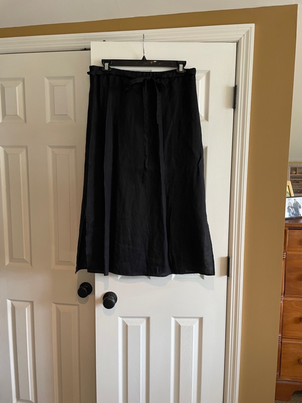 Eileen Fisher Black Midi Skirt with Tie Waist